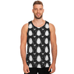Cute White And Grey Owl Pattern Print Men's Tank Top