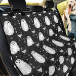 Cute White And Grey Owl Pattern Print Pet Car Back Seat Cover