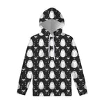 Cute White And Grey Owl Pattern Print Pullover Hoodie