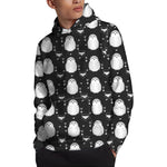 Cute White And Grey Owl Pattern Print Pullover Hoodie
