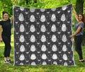 Cute White And Grey Owl Pattern Print Quilt