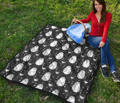 Cute White And Grey Owl Pattern Print Quilt