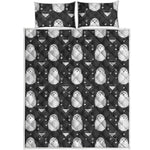 Cute White And Grey Owl Pattern Print Quilt Bed Set