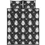 Cute White And Grey Owl Pattern Print Quilt Bed Set