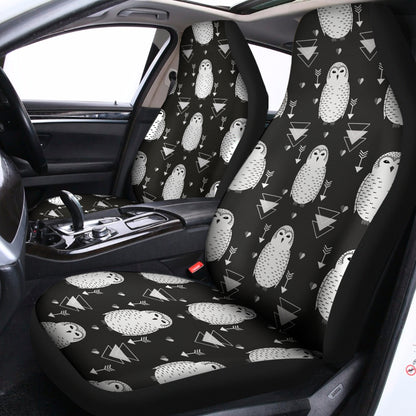 Cute White And Grey Owl Pattern Print Universal Fit Car Seat Covers
