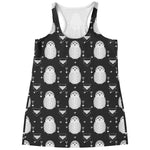 Cute White And Grey Owl Pattern Print Women's Racerback Tank Top