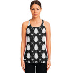 Cute White And Grey Owl Pattern Print Women's Racerback Tank Top