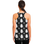 Cute White And Grey Owl Pattern Print Women's Racerback Tank Top