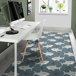 Cute White Shark Pattern Print Area Rug