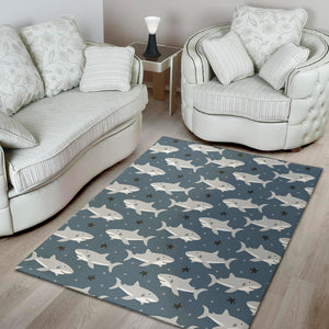 Cute White Shark Pattern Print Area Rug