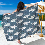 Cute White Shark Pattern Print Beach Sarong Wrap