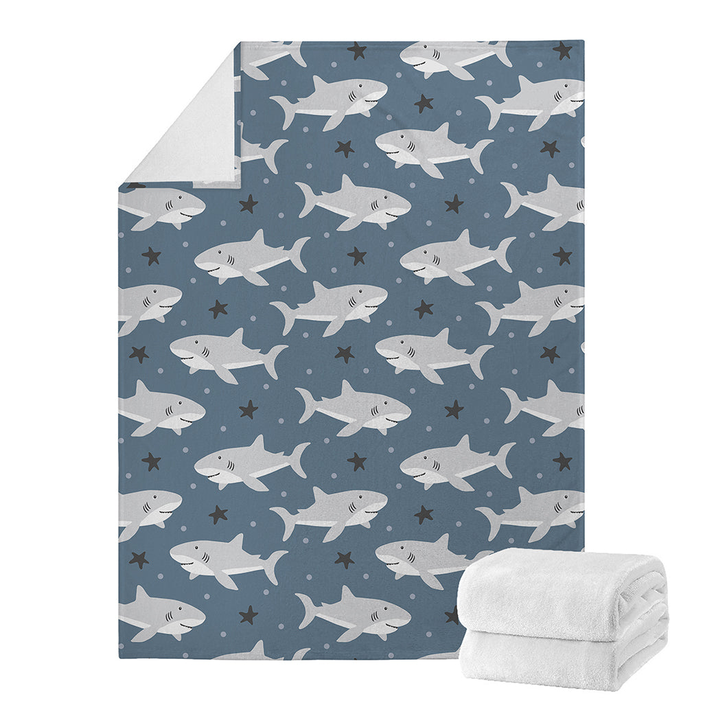 Cute White Shark Pattern Print Blanket