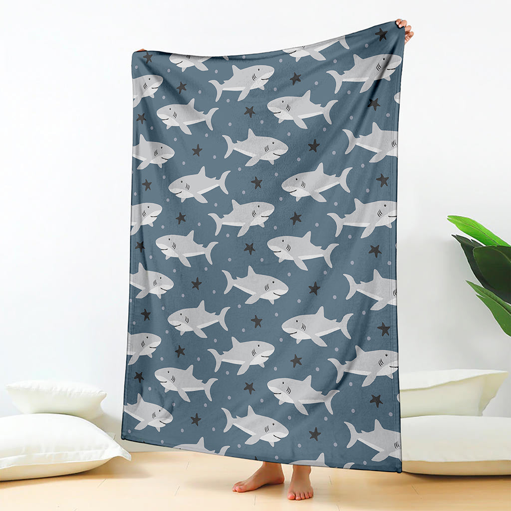 Cute White Shark Pattern Print Blanket