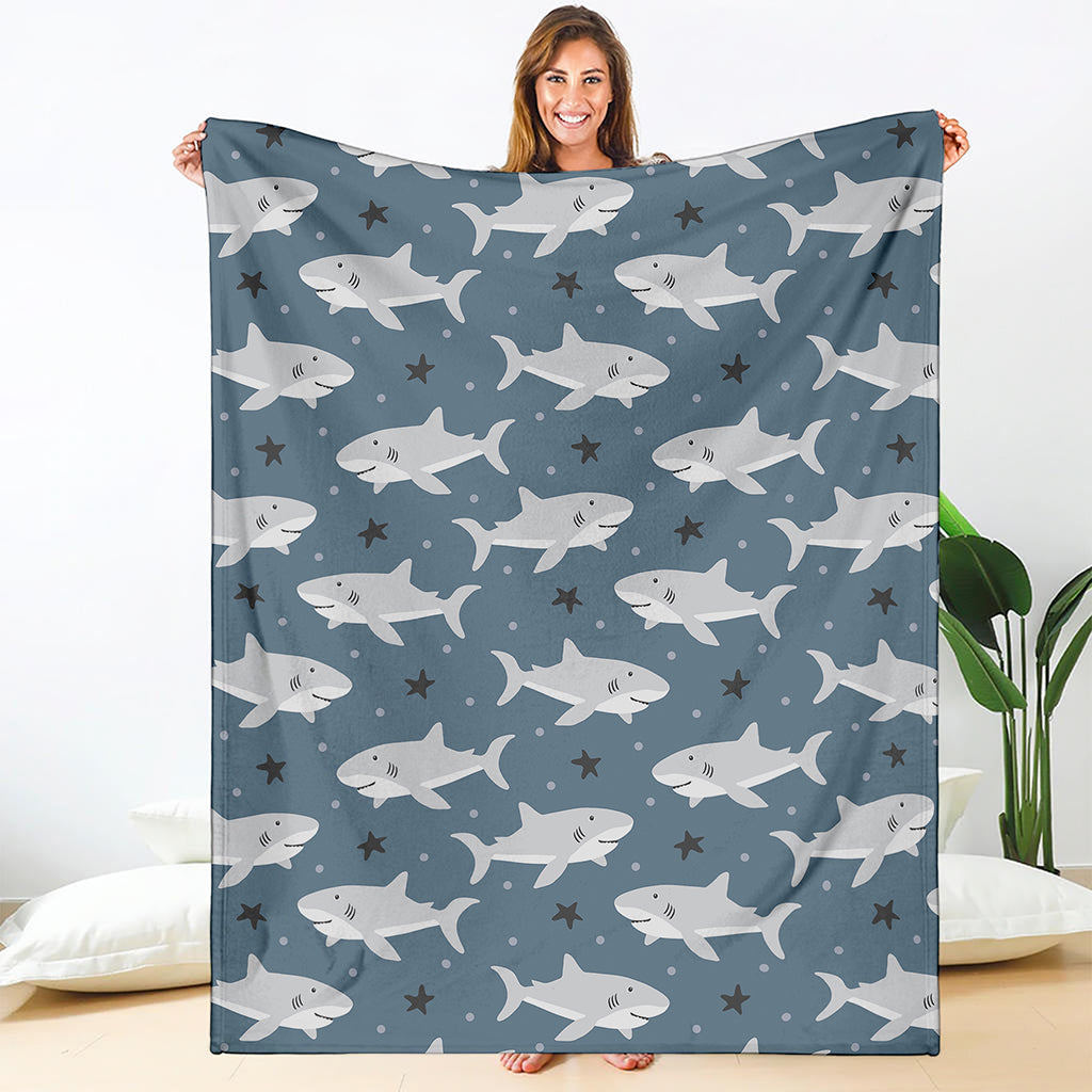 Cute White Shark Pattern Print Blanket