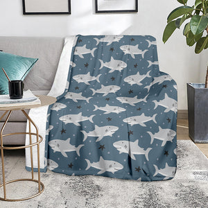 Cute White Shark Pattern Print Blanket