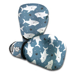 Cute White Shark Pattern Print Boxing Gloves
