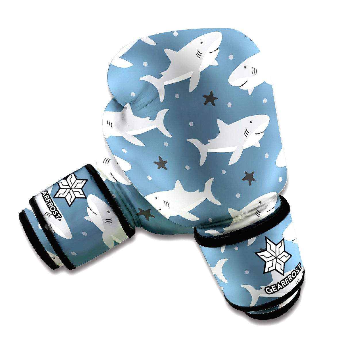 Cute White Shark Pattern Print Boxing Gloves