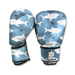 Cute White Shark Pattern Print Boxing Gloves