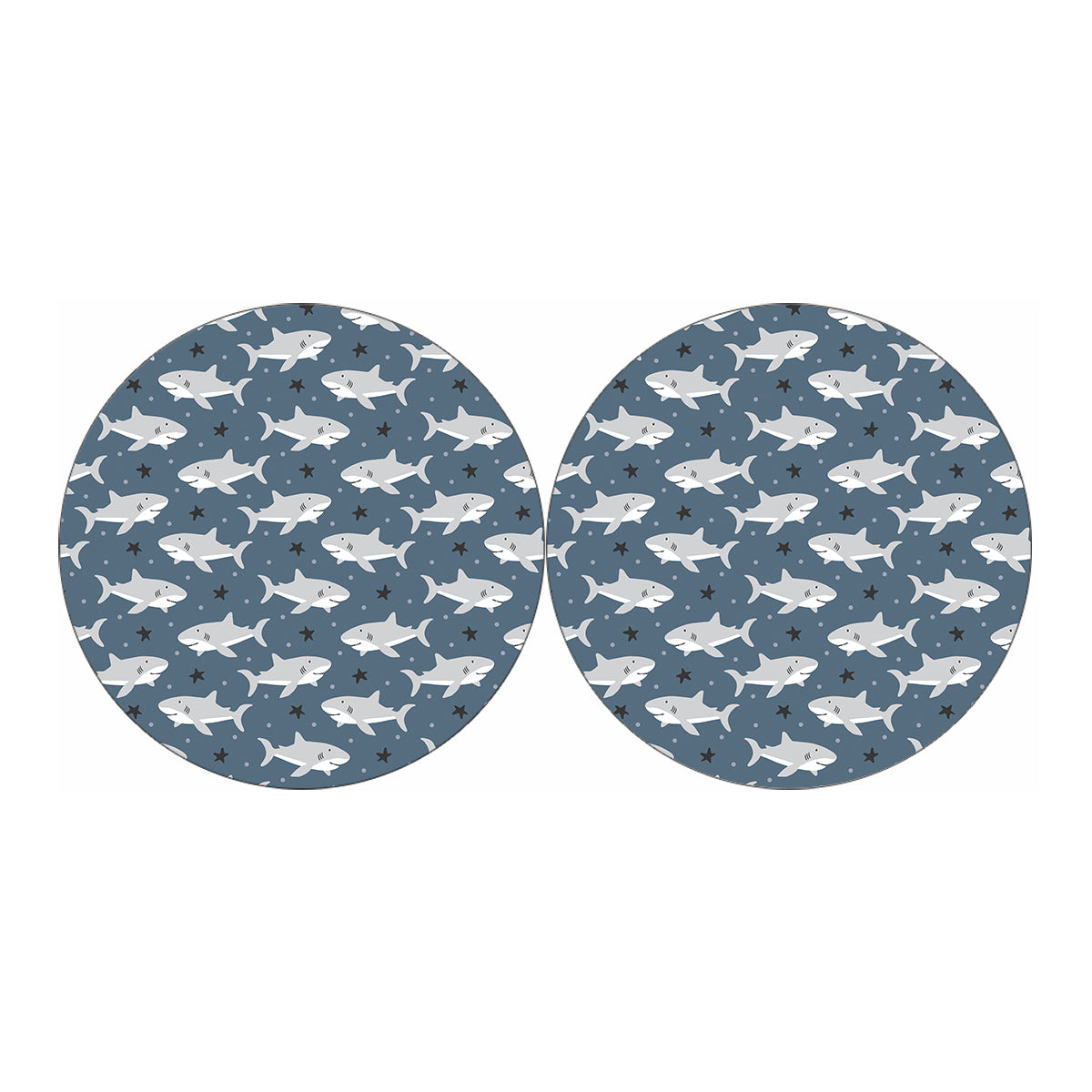 Cute White Shark Pattern Print Car Coasters