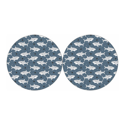 Cute White Shark Pattern Print Car Coasters
