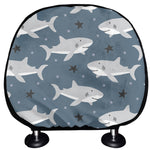 Cute White Shark Pattern Print Car Headrest Covers
