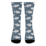 Cute White Shark Pattern Print Crew Socks