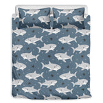 Cute White Shark Pattern Print Duvet Cover Bedding Set