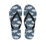 Cute White Shark Pattern Print Flip Flops