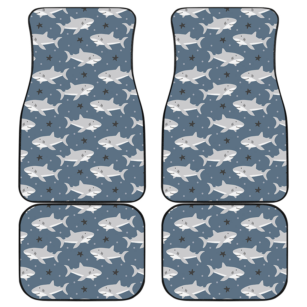 Cute White Shark Pattern Print Front and Back Car Floor Mats