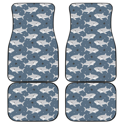 Cute White Shark Pattern Print Front and Back Car Floor Mats
