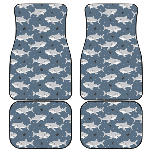 Cute White Shark Pattern Print Front and Back Car Floor Mats