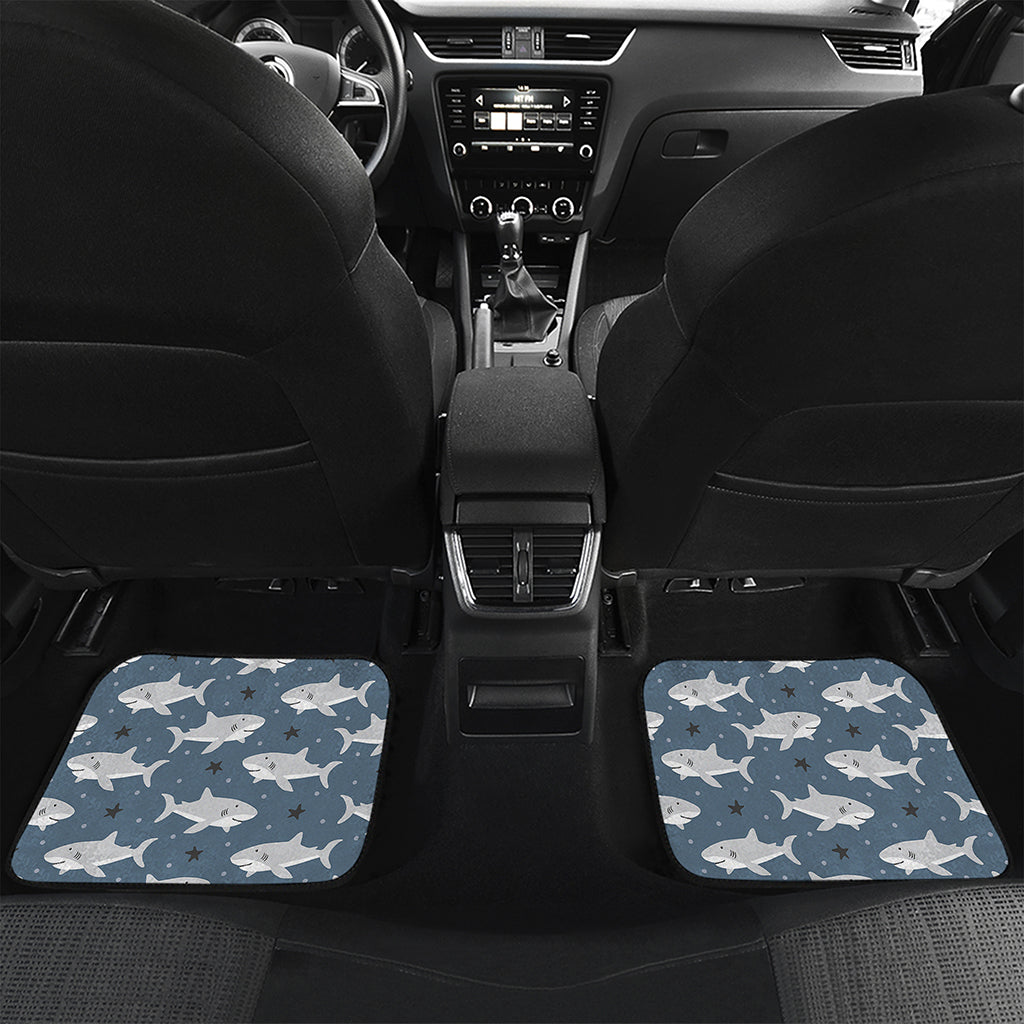Cute White Shark Pattern Print Front and Back Car Floor Mats