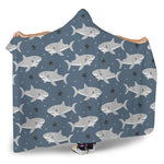 Cute White Shark Pattern Print Hooded Blanket
