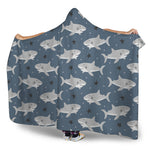 Cute White Shark Pattern Print Hooded Blanket