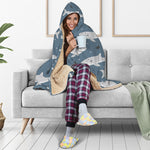 Cute White Shark Pattern Print Hooded Blanket