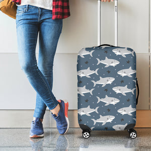 Cute White Shark Pattern Print Luggage Cover