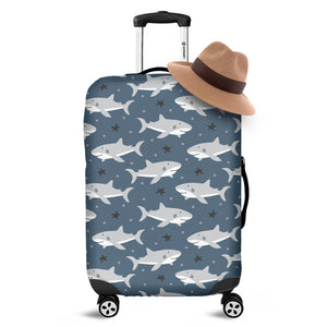 Cute White Shark Pattern Print Luggage Cover