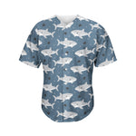 Cute White Shark Pattern Print Men's Baseball Jersey