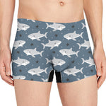 Cute White Shark Pattern Print Men's Boxer Briefs