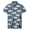 Cute White Shark Pattern Print Men's Short Sleeve Shirt