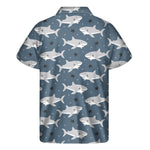 Cute White Shark Pattern Print Men's Short Sleeve Shirt