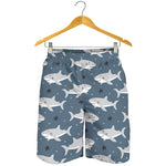 Cute White Shark Pattern Print Men's Shorts