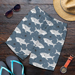 Cute White Shark Pattern Print Men's Shorts