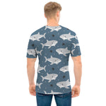 Cute White Shark Pattern Print Men's T-Shirt