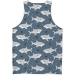 Cute White Shark Pattern Print Men's Tank Top