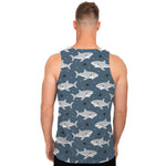 Cute White Shark Pattern Print Men's Tank Top