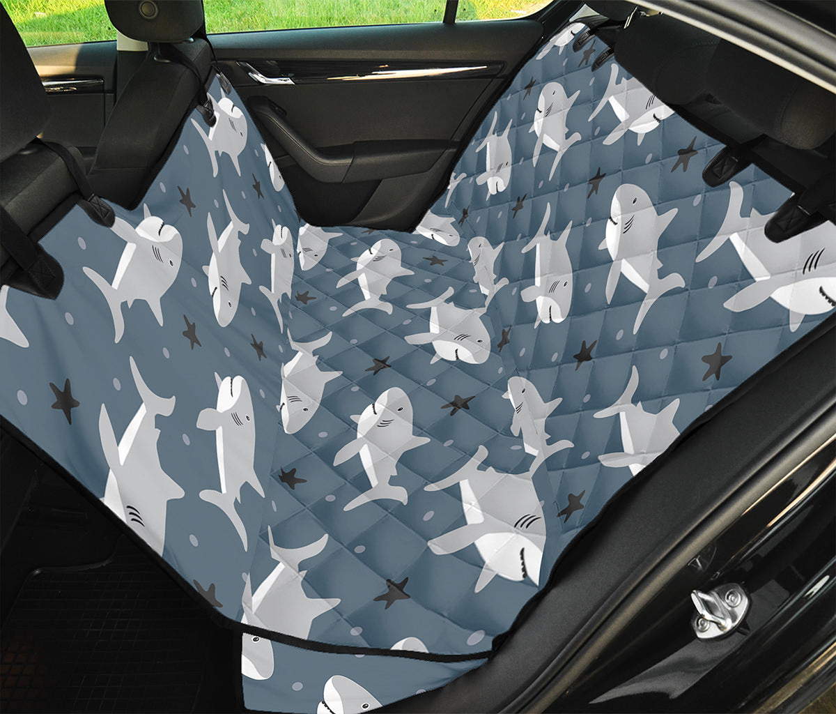 Cute White Shark Pattern Print Pet Car Back Seat Cover