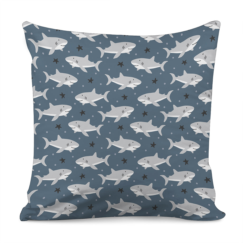 Cute White Shark Pattern Print Pillow Cover