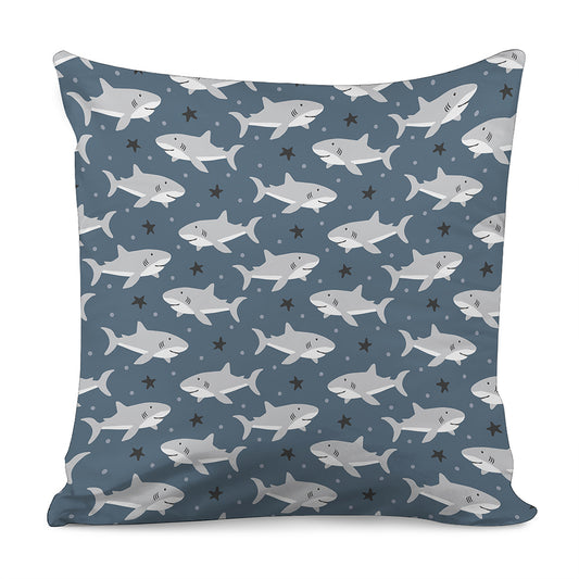 Cute White Shark Pattern Print Pillow Cover
