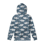 Cute White Shark Pattern Print Pullover Hoodie